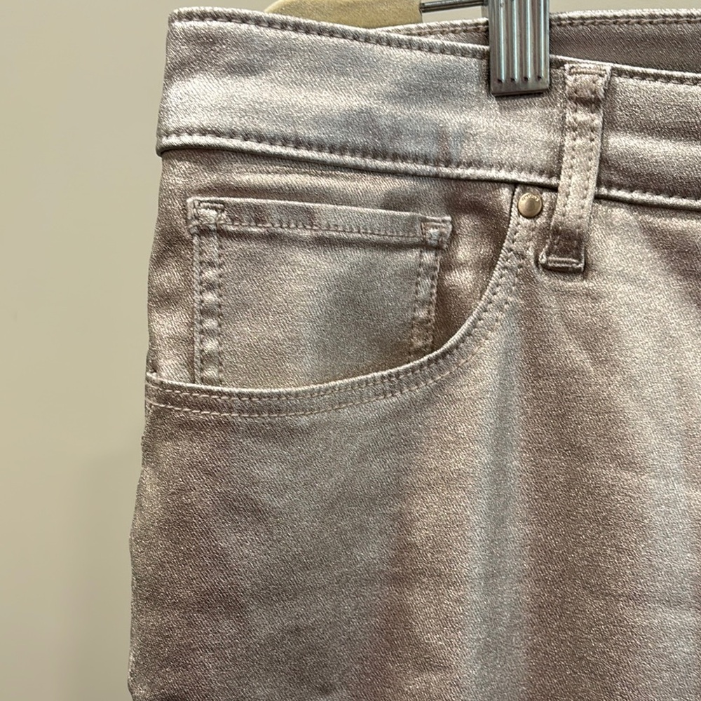 Chico's Metallic Gold Sparkle Straight Leg Ankle Jeans - Picture 3 of 11